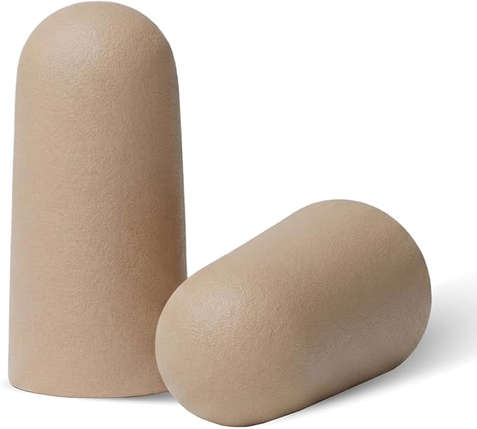 Happy Hippo Soft Foam Earplugs, 33 dB NRR, (50 Pair, 100 Ear Plugs), Maximum Protection for Sleeping, Power Tools, Loud Work Environments (Beige)