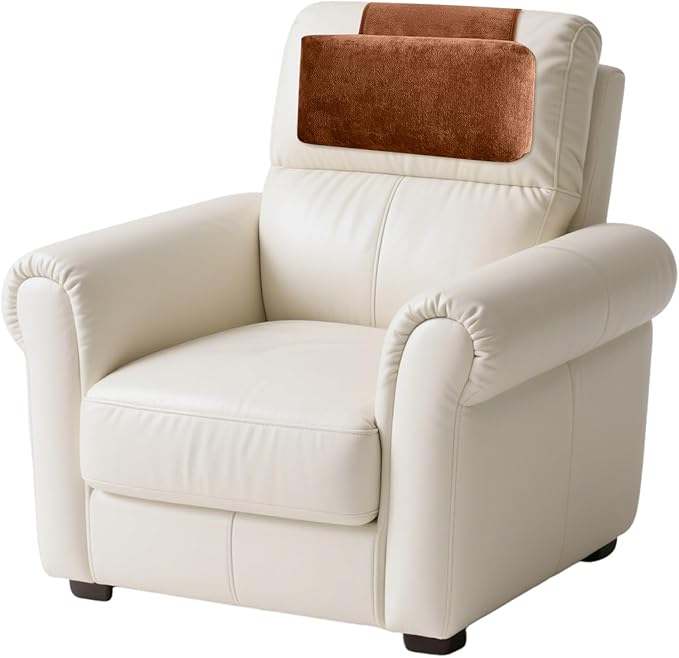 Recliner & Armchair Headrest Pillow - Non-Slip Velvet Cushion for Neck Support & Pain Relief, Brown