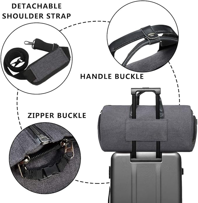Modoker Convertible Garment Bag with Shoulder Strap, Carry on Garment Duffel Bag for Men Women - 2 in 1 Hanging Suitcase Suit Travel Bags, Black