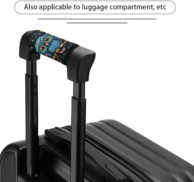BIGCARJOB Animal Owl Luggage Handle Wrap for Suitcase 2 Pack Blue Owl Print No-Slip Door Handle Protector Covers Luggage Handles Wrap Grips Personalized Luggage Tags Replacement