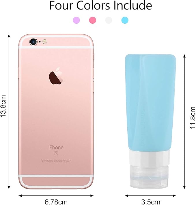 Travel Bottles Leak Proof,3 oz TSA Approved Silicone Squeezable, Refillable Containers Set for Toiletries Shampoo Conditioner Lotion