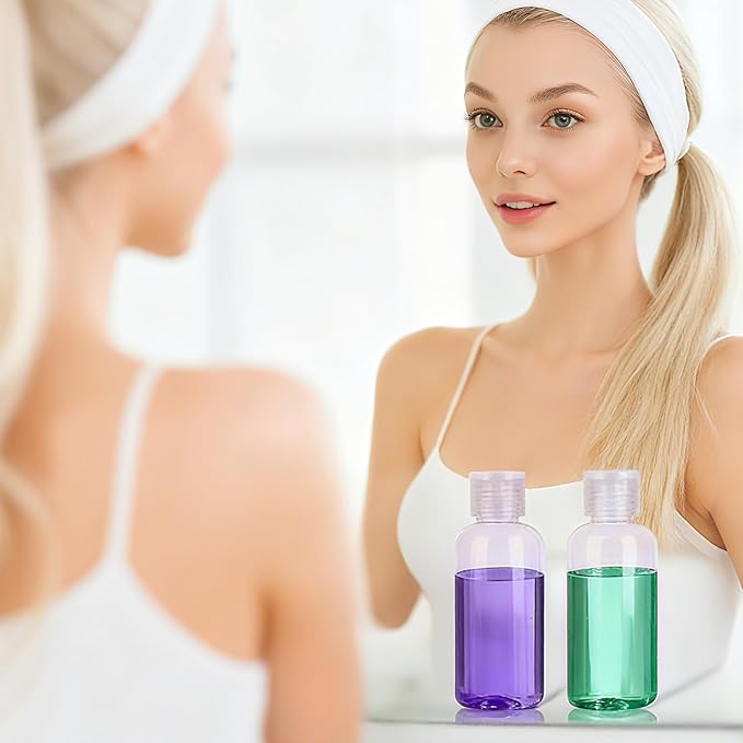 2 Pack Clear Travel Size Toiletry Bottles, 3.4oz TSA Approved Containers, Leak Proof Squeezable Plastic