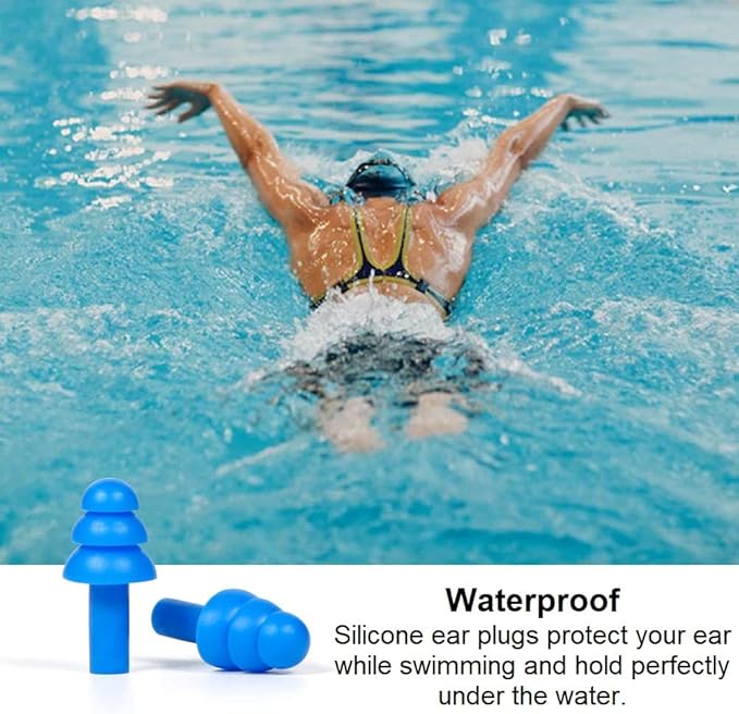 100 Pair Reusable Soft Silicone Ear Plugs Waterproof - Washable Ear Plugs for Swimming Music Concerts Construction Shooting Hunting Motor Sports Hunting Movie Earplugs for Sleeping Noise Cancelling