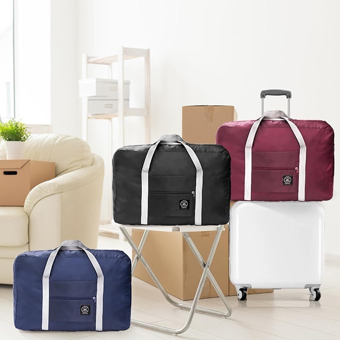 Foraineam 6 Pcs Foldable Travel Duffel Bags, Waterproof Weekender Overnight Tote Bags Personal Item Bag Lightweight Carry-on Luggage Bags for Sports, Gym, Outing, Vacation