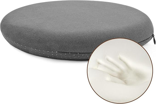 BUYUE Memory Foam Seat Cushion, Dia 16.5" Soft Velvet Round Stool Cushion Anti-Slip Chair Pads, L, Dark Grey