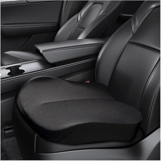 Car Seat Cushion, Comfort Memory Foam Car Cushion, Non-Slip Auto Booster Seat Cushion for Improve Driving Vision, Suitable for Vehicles Trucks SUVs Car Accessories (Black)