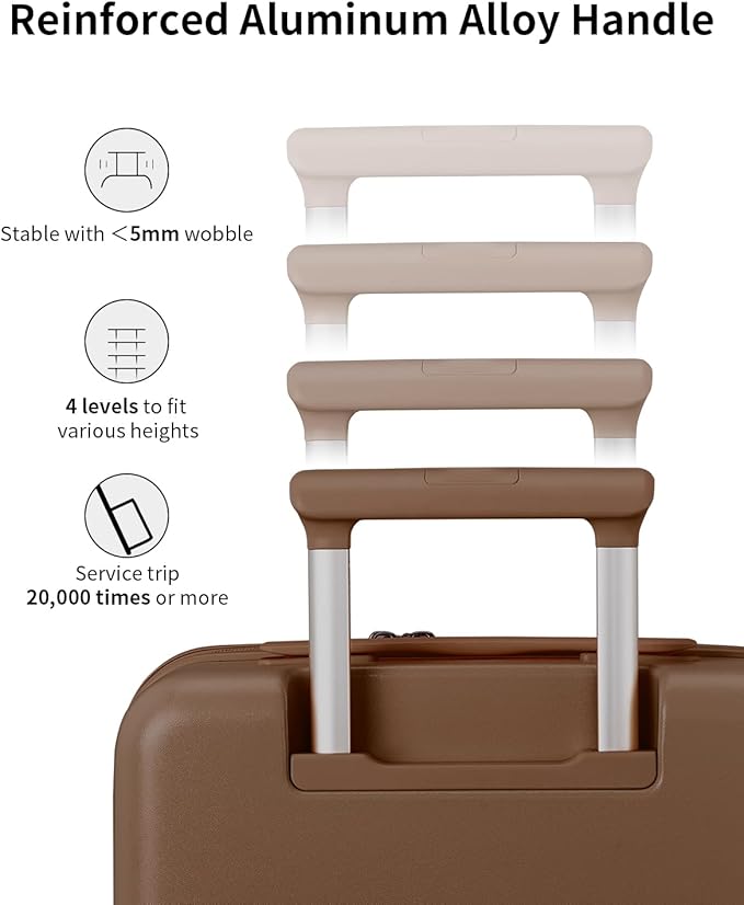 aji Expandable Top Opening Carry On Luggage Airline Approved, 20 Inch Lightweight Hardside Carry On Suitcase with Spinner Wheels, Travel Luggage with Laptop Compartment for Women Men, Chocolate Brown