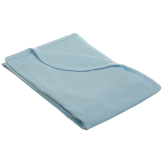 American Baby Company 100% Cotton Thermal Waffle Swaddle Blanket (30" x 40"), Soft, Breathable & Stretchy, Blue, for Boys and Girls, Perfect for Swaddling, Travel and Gifting
