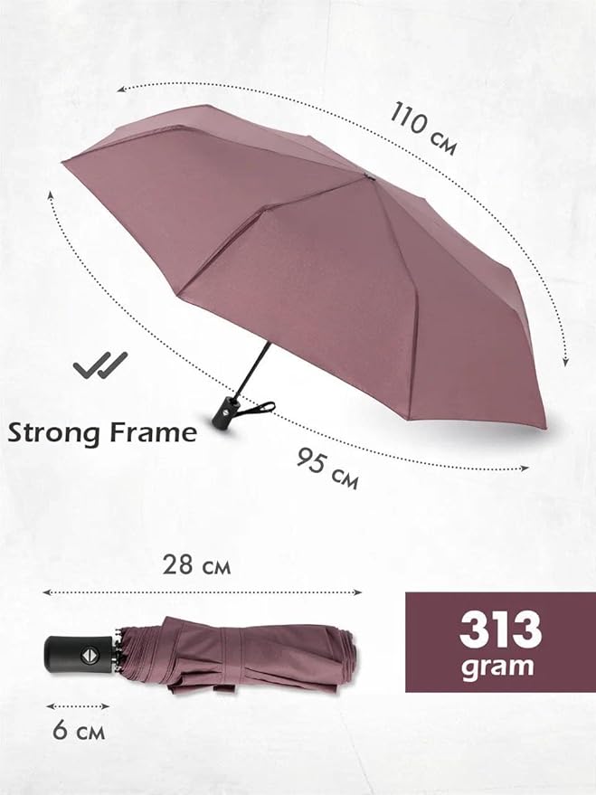Windproof Travel Umbrella - Compact, Light, Full Automatic Open/Close - Folding Backpack Umbrella for Rain & Sun UV Preotection For Men & Women, Unbreakable 8 Fiberglass Ribs UK Design
