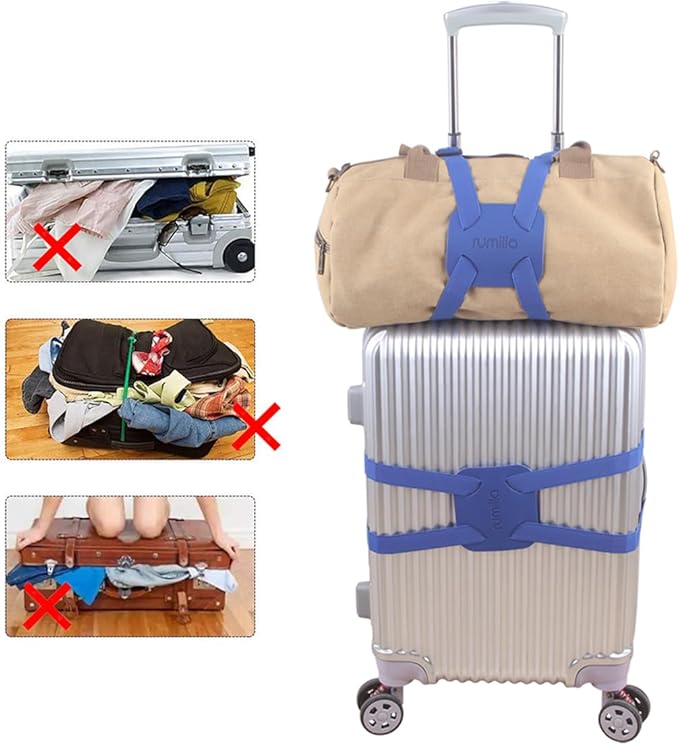 Luggage Straps for suitcases，Luggage Straps Bag Bungee， LAdd a Bag Easy to Travel Suitcase Elastic Strap Belt (Blue Luggage strap-1PCS)