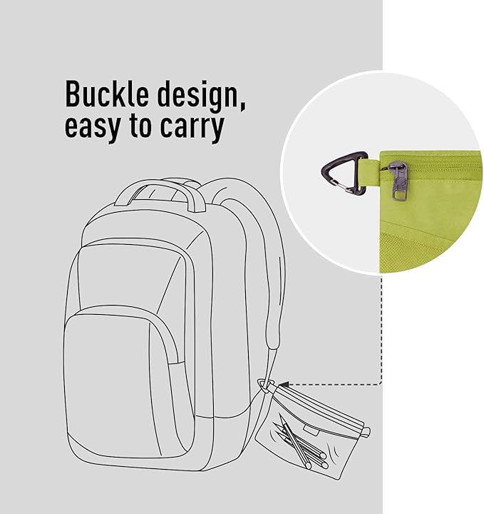 pack all Water-resistant Material Zipper Pouch, Mesh Zipper Bags for Storage, Travel, Office (Green, Large)
