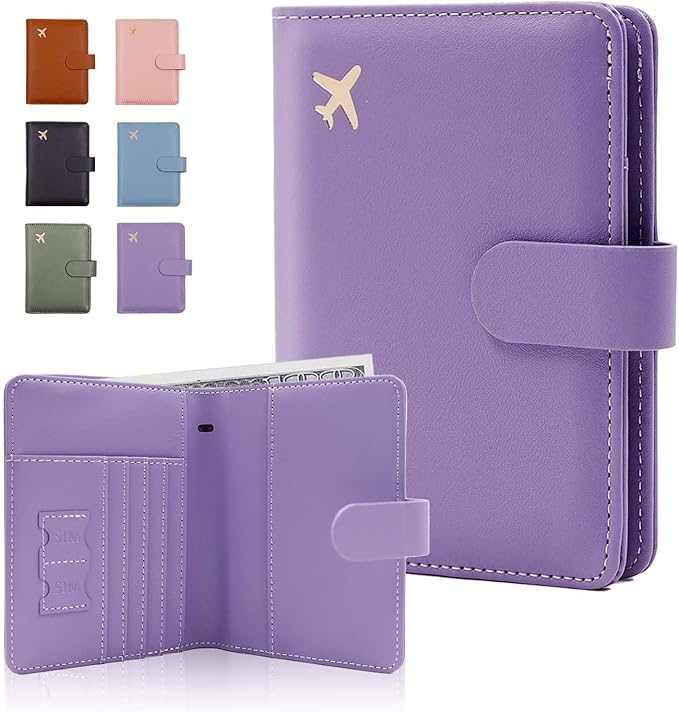 Melsbrinna Premium Leather Passport Holder Covers Case, Waterproof Rfid Blocking Travel Wallet Passport Holder with Pen Holder, Cute Passport Book for Women/Men