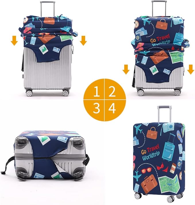 Travelkin Luggage Cover Washable Suitcase Protector Anti-scratch Suitcase cover Fits 18-32 Inch Luggage (Go travel-Trip, S)