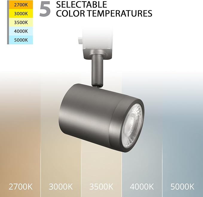 WAC Lighting Charge 8010 LED Adjustable Track Head 5-CCT Selectable 9W 865 Lumens Fully Dimmable in Brushed Nickel for H-Style 3 Wire Track (Pack of 12)