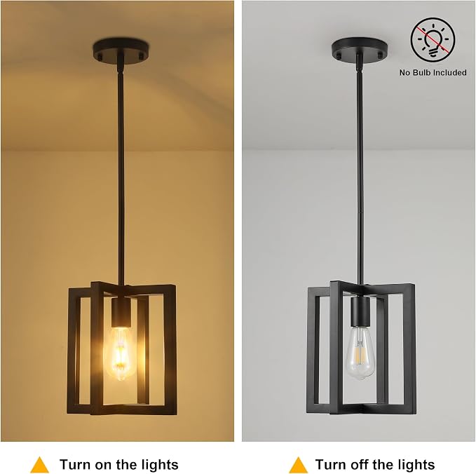 Klgxnrd Small Modern Farmhouse Black Pendant Lights Kitchen Island, Adjustable Hanging Metal Industrial Chandelier Ceiling Light Fixture for Hallway Entryway Bedroom Dining Room