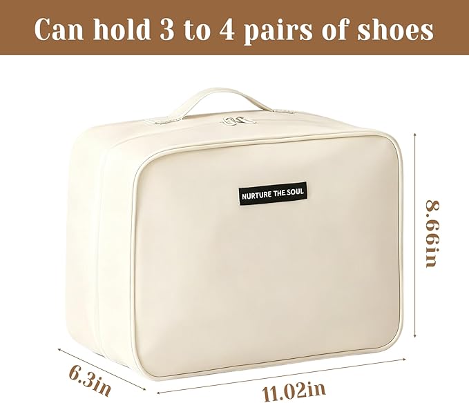 Shoe Bags for Travel, Travel Shoe Bag with Double Layer Storage - Fits 3-4 Pairs,Attaches to Luggage