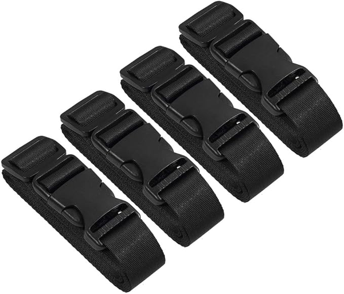 Vigorport Utility Straps Quick Release Nylon Backpack Accessory Bag Strap,Adjustable for Hiking,Travel,Outdoor Sports-4 Pack (Black, 1.25" W-72 L)