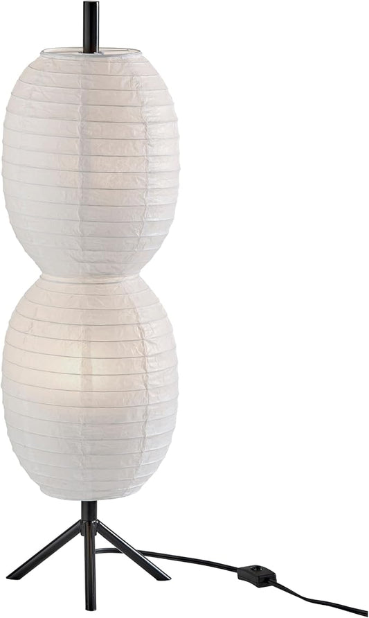 Adesso 2-Light Table Lamp, White, Tiered Lantern, Tripod Base, 26.75” | Lanai 40W Table Lamp with In-Line Switch for Bedroom, Living Room, or Home Office Decorative Accent Lighting
