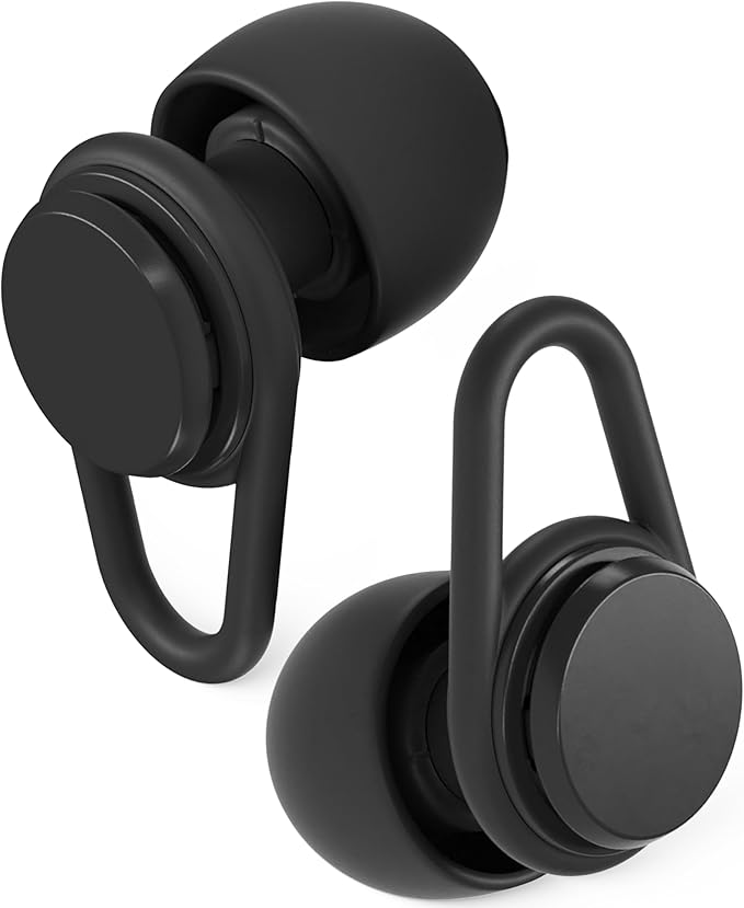 Hears One Ear Plugs for Noise Reduction - Patented Reusable Concert Earplugs, 20dB SNR Sound Reduction, Hypoallergenic for Musicians, Motorcycle and Sleeping with 4 tip Sizes - Jet Black
