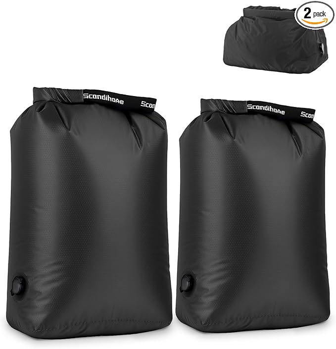 Travel Laundry Bag, Pump-Free Vacuum Compression Dirty Clothes Bag, Reusable Waterproof & Washable Laundry Bag, Wet and Dry Bag, Ideal for Suitcases, Road Trip Essentials (2 Pcs, M+M) Black