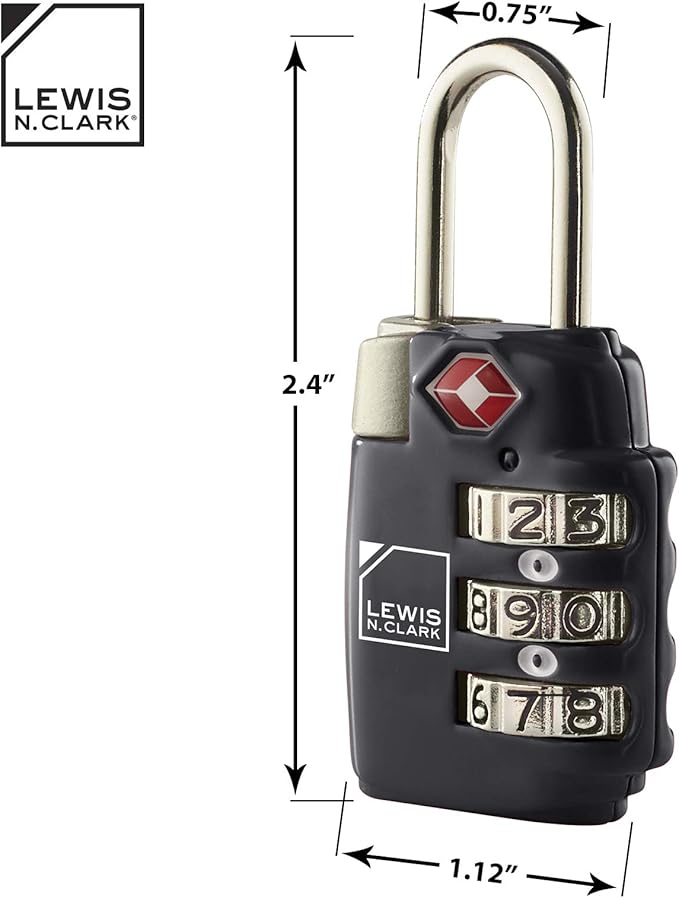 Lewis N. Clark Travel Sentry TSA-Approved Luggage Lock, Large 3 Dial Combination with Easy Read Dials - Pink