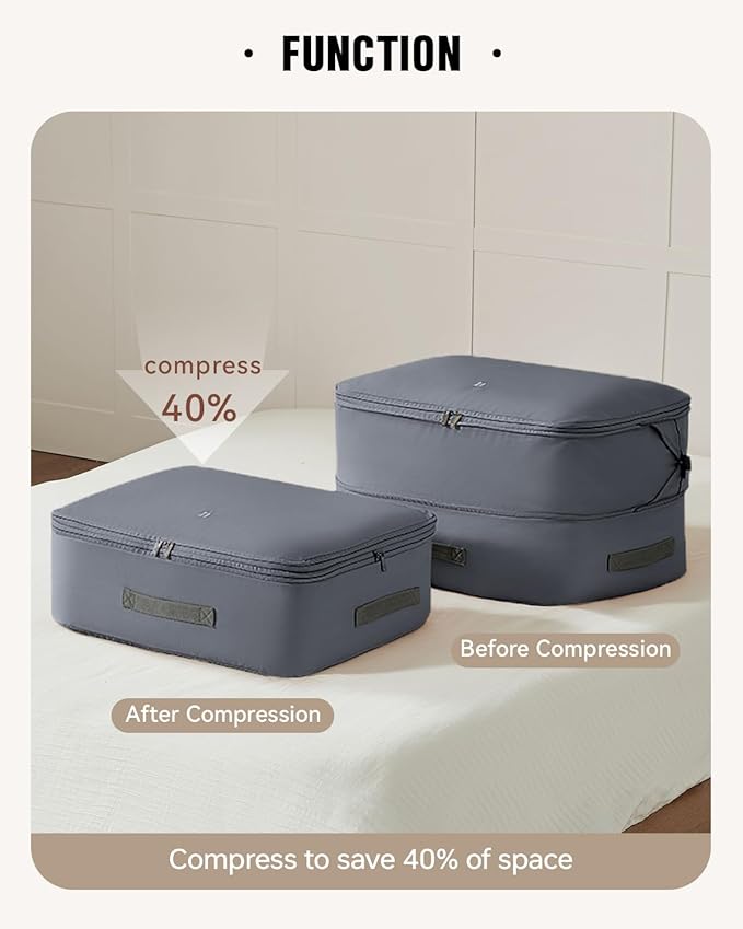 Eachy 3-Pack Comforter Storage Bag Blanket Storage Bags, 68L Compression Bags for Blanket Comforter, Ultra Space Saving Self Compression Organizer