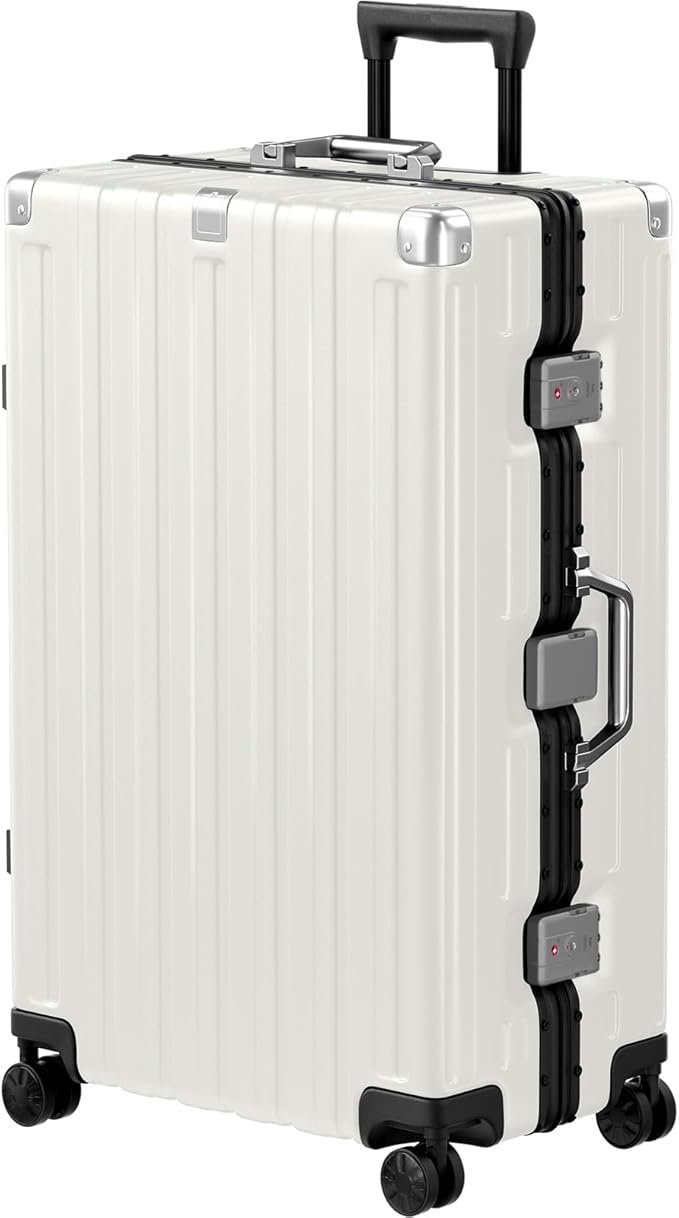 Krute Aluminum Frame Luggage 28 Inch Checked Suitcase with Spinner Wheels TSA Approved No Zipper Hard Shell Luggage PC+ABS Travel Suitcase