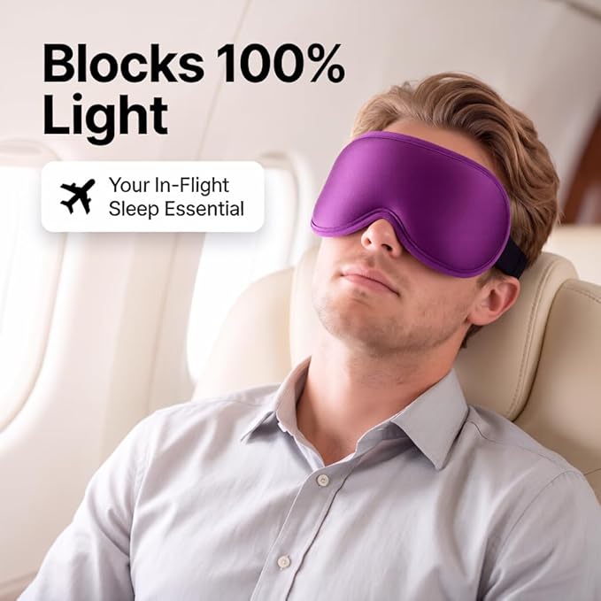 Weighted Cooling Sleep Mask, 6oz 3D Blackout Eye Mask for Sleeping, Contoured Gel Eye Mask, Adjustable Strap, Eyelash Friendly Sleep Mask for Relaxation, Anxiety Relief Items, Naps, Travel, Purple
