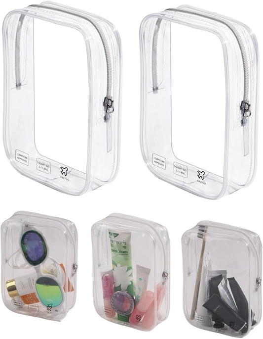 5 Packing Cubes 1 Quart Size Travel Bag TSA Approved Toiletry Bag Clear Small Purse Pouch International Long Flight Must Haves for Toiletries Makeup Liquids Airplane Europe Vacation Essentials
