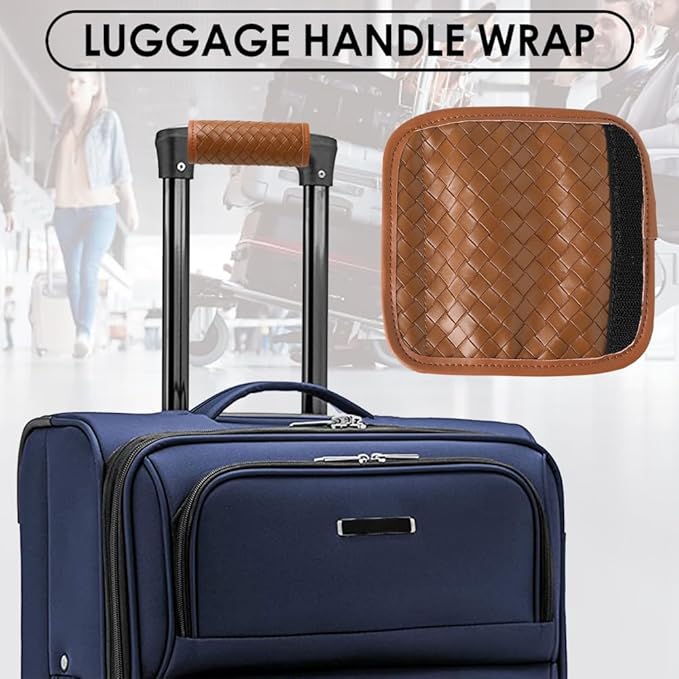 Leather Luggage Handle Wraps for Suitcase, 4 Pack Luggage Handle Cover Identifiers Tags Markers for Travel Accessories (Brown)