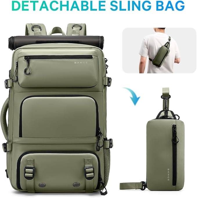 FUTURE AESTHEICS Travel backpack Carry-on Travel Backpack For Women Men Flight Approved Business Weekender Overnight Waterproof Daypack (Green)