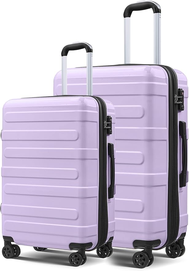 Tolino Luggage 2 Piece（20in/24inch Expandable Luggage Hardshell PC+ABS Leopard Suitcase with Spinner Wheels TSA Lock, Lightweight Rolling Suitcase for Women