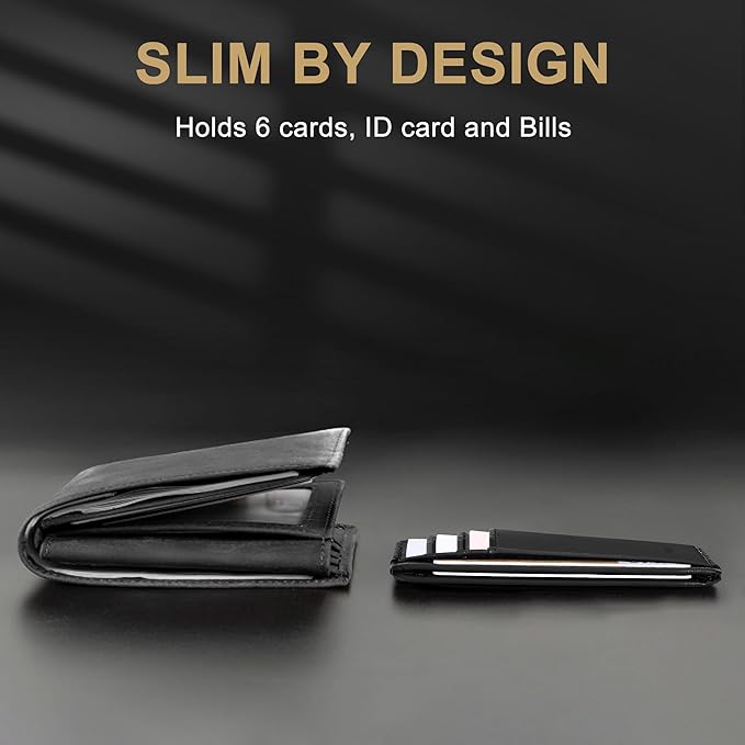 Travelambo Slim Wallet Front Pocket Minimalist Leather RFID Blocking Medium Size