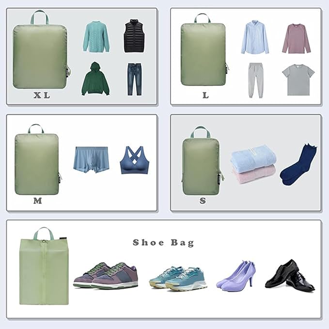 BAGAIL 6 Set Ultralight Compression Packing Cubes Packing Organizer for Travel Accessories Luggage Suitcase Backpack