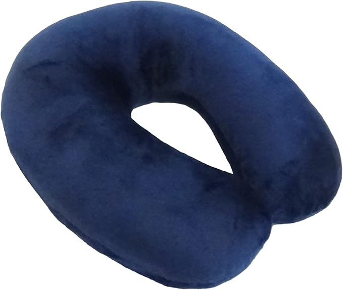 Adult Cozy Soft Microfiber Neck Pillow for Travel – Compact, Machine Washable - Perfect for Airplane, Car, or Home Use - Filled and Finished in The USA – Navy