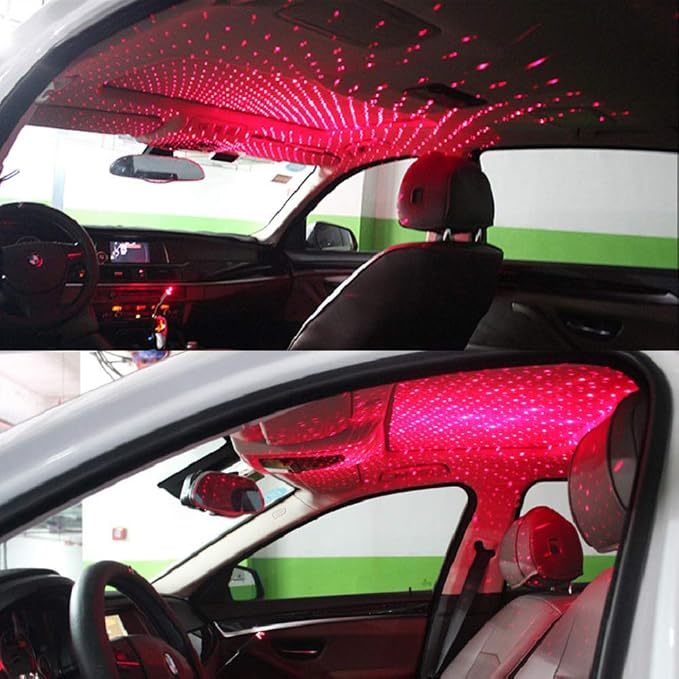 USB Night Light, Star Projector Night Light, Adjustable Romantic red Interior Car Lights, Bending Freely Portable Auto Roof Lights Decoration for Car, Ceiling, Bedroom, Party