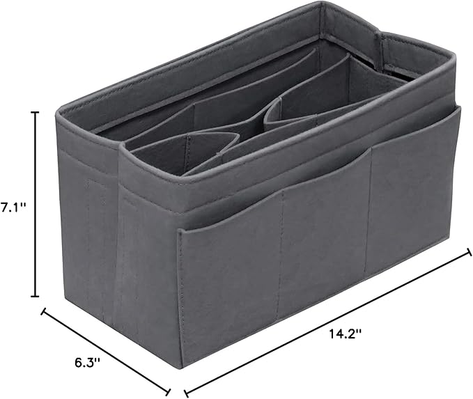 DailyPlus Purse Organizer Insert Felt Bag Organizer Handbag Organizer Insert Bag In Bag Organizer for Tote Purse Bag 14 Pockets Grey X-Large