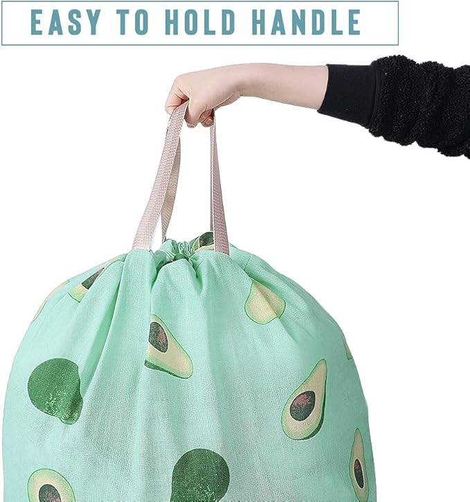 Sanlykate Extra Large Laundry Bag with Drawstring Closure and Handle, 28 x 40 Inch Heavy Duty Travel Dirty Clothes Bag for Laundromat and Household, Green Avocado
