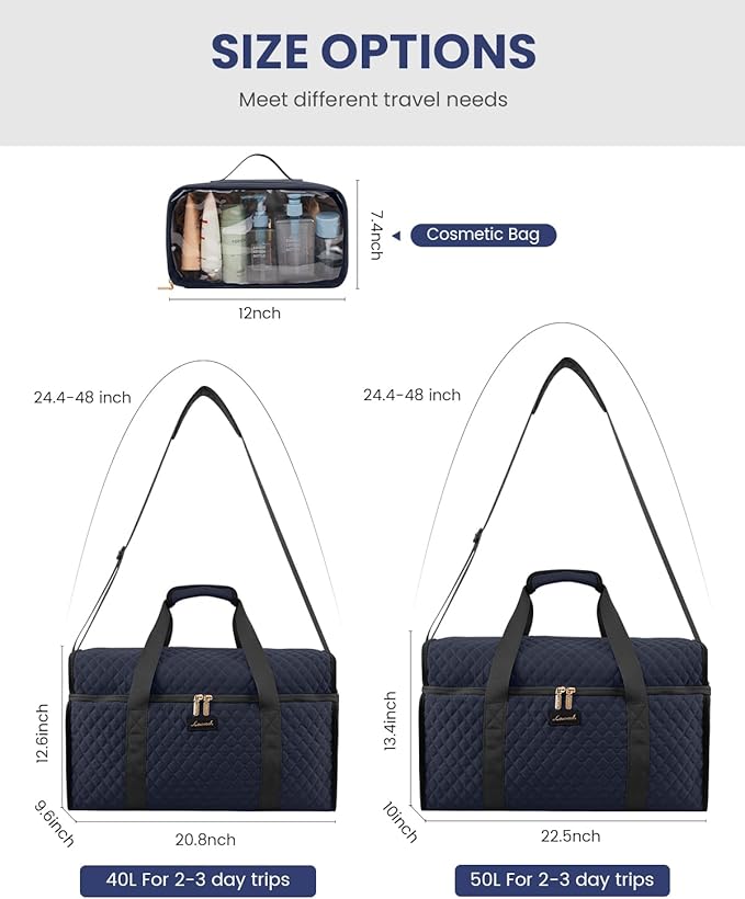 LOVEVOOK Travel Duffle Bag - Weekender & Overnight Bag with Toiletry & Wet Pocket, Carry-On Size, 3pc Set