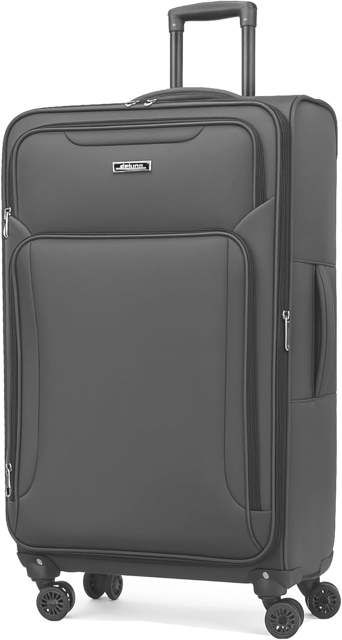 World Traveler Dejuno Jasper 24-Inch Lightweight Expandable Spinner Luggage - Charcoal