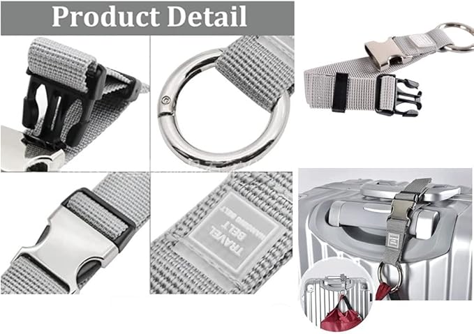 3PCS Heavy Duty Add a Bag Luggage Straps Jacket Gripper 3PCS Luggage Tag Suitcase TravelTags with Name ID Card,Carry-on Luggage Belt Baggage Suitcase Straps Belts Travel Accessories(Grey)