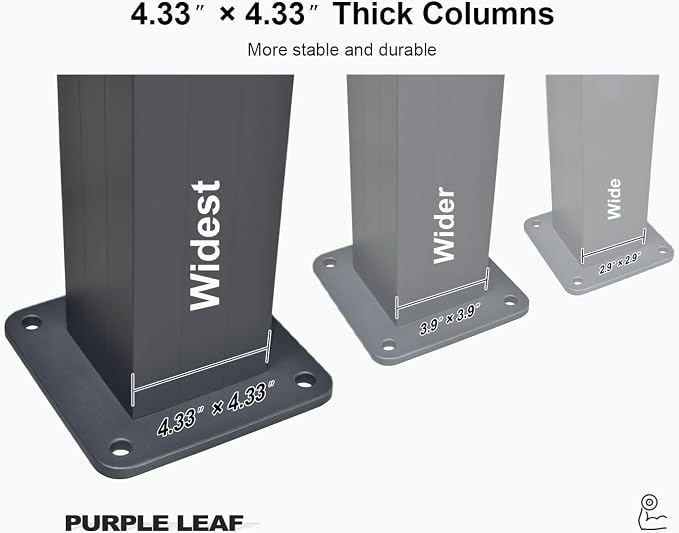 PURPLE LEAF Louvered Pergola 94AS 10' x 16' Aluminum Wind Resistant Gray | Two Adjustable Louvered Roofs For Shade Control, 53Mph Wind Resistant, Reinforced 5.12-Inch Beams, Multiple Size Options