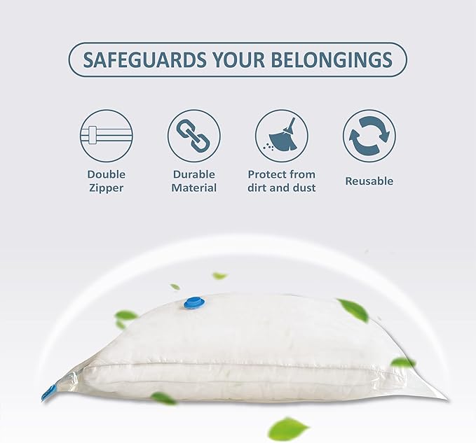 Vacuum Storage Bags, Vacuum Seal Space Saver Bags for Clothing, Travel Lugggage, Carry-on, Blankets, Comforters, Pillow, Bedding, 10 Combo