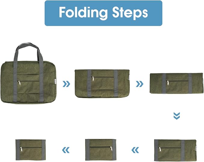 For Spirit Airlines Personal Item Bag 18x14x8 Foldable Travel Duffel Bag Tote Duffle Carry on Luggage for Women and Men 30L (Army Green (With Shoulder Strap))