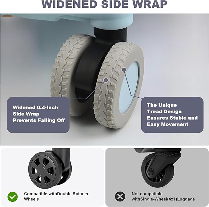 8Pcs Luggage Wheel Covers,Silicone Suitcase Cover for 2-2.4'' Spinner Wheel, Carry On Luggage Wheels Protector,Upgrade Suitcase Wheels Protective,Essential Travel Accessories (Black)