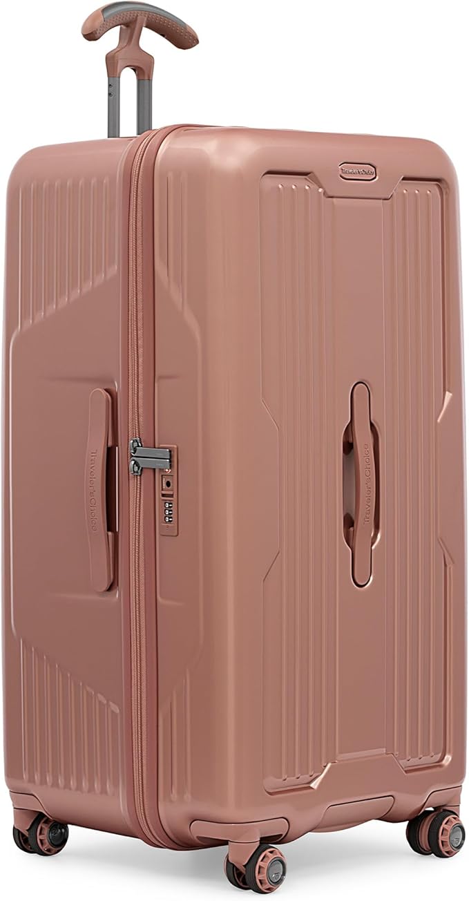 Traveler's Choice Ultimax II Polycarbonate Hardside Luggage with Spinner Wheels, Rose Pink, 31-Inch Large Trunk
