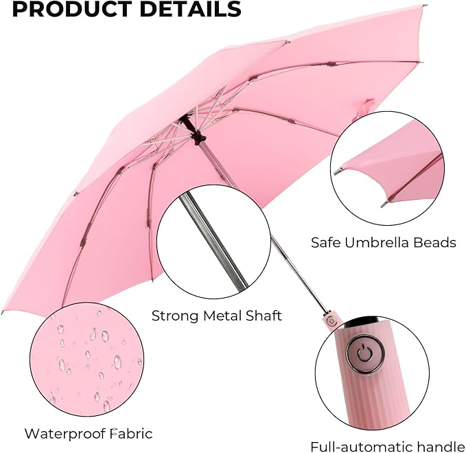 ZDSSM Compact Inverted Travel Umbrella, Automatic Open Close, 9-Rib 46 Inch Windproof Umbrella, Waterproof UPF 50+, Portable Umbrellas for Men, Women, Travel, and Daily Use