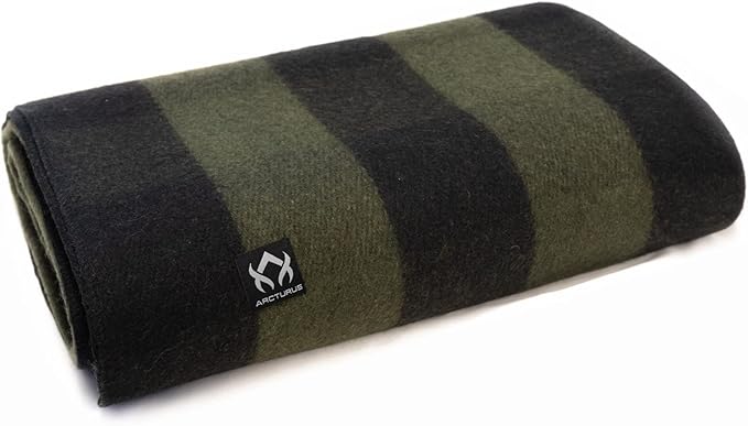 Arcturus Military Wool Blanket - Warm, Thick, Washable - Great for Outdoors, Camping, Stadium Blanket, Picnics, Travel - Car & Bushcraft Survival Kits