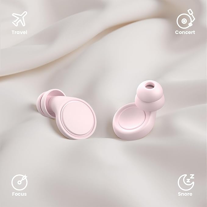 Ear Plugs for Sleeping Noise Cancelling, Soft Silicone Ear Plugs Hearing Protection 30dB, Reusable Earplugs for Concert, Festival, Sleep and Noise Sensitivity - Pink