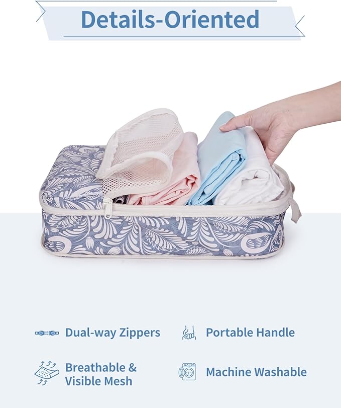 Narwey 6 Set/5 Set Compression Packing Cubes for Travel Kids Women Carry on, Packing Organizers Bag for Backpack Luggage Suitcase Duffle Bags